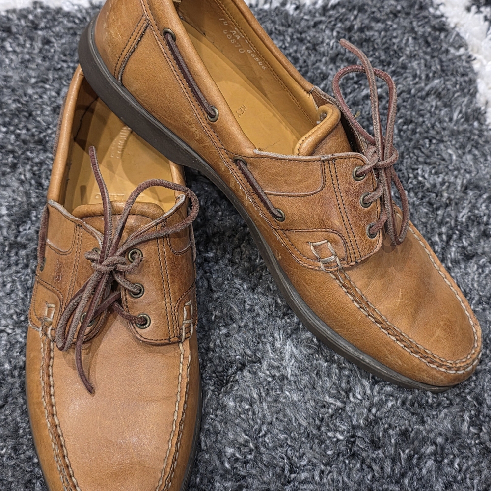 Allen Edmonds Tan Leather Boat Shoes Size 14